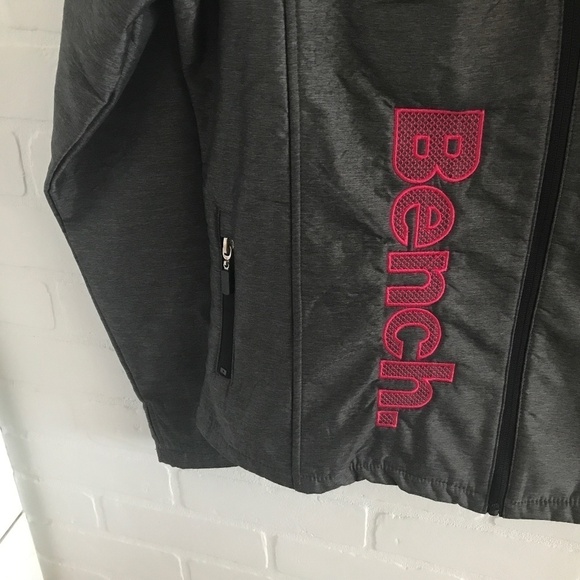 Bench Women’s track Shell Jacket Dark gray pink fleece lining Activewear S - Picture 5 of 9